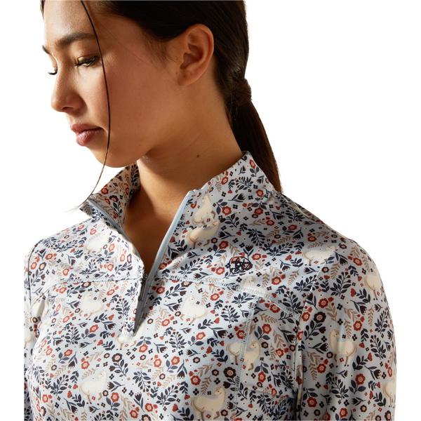 2025 Ariat Junior Lowell 3.0 1/4 Zip Sous-couche Baselayer 10062638 - Posey Pony Print